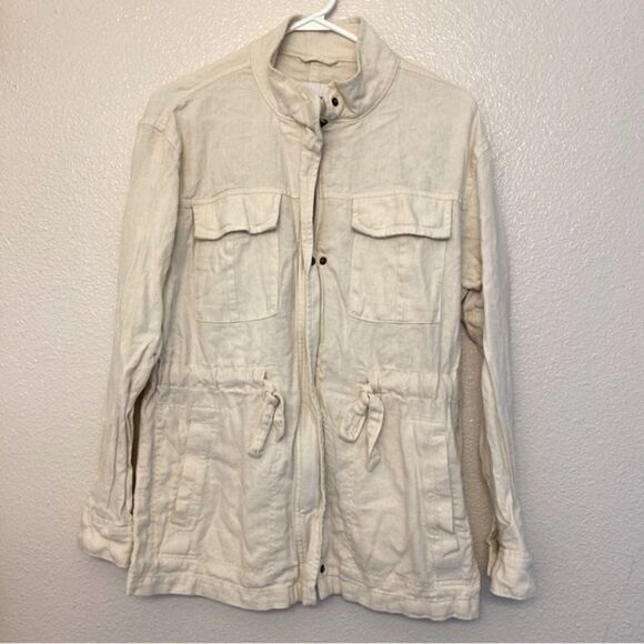 Old Navy cream beige linen SAFARI Anorak
HOWLITE utility jacket coastal Beach S - Picture 4 of 13
